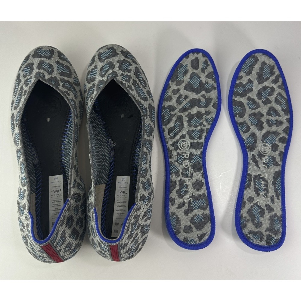 Rothy's Round Toe The Flat Ballet Slip On Knit Shoes Leopard Animal Print Sz 8.5 - Picture 10 of 15